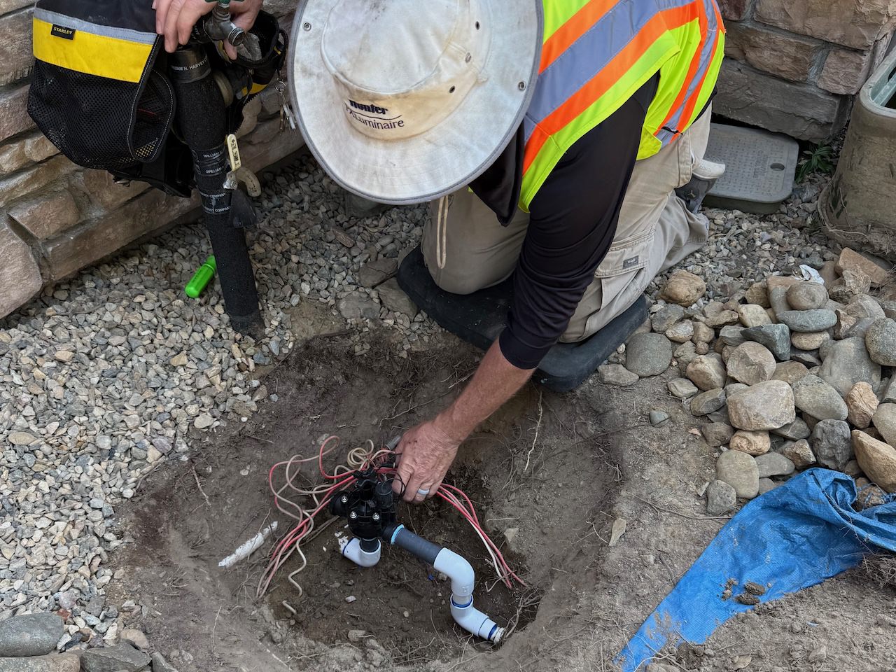 new irrigation pipes being installed